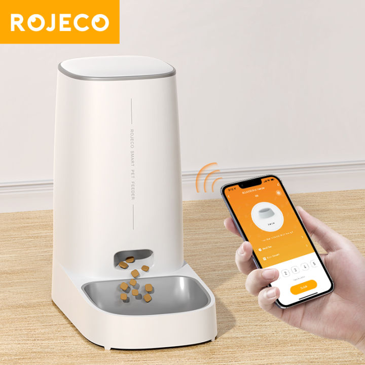 ROJECO 4L Automatic Pet Cat Feeder WiFi Feeder For Cats Dogs Remote