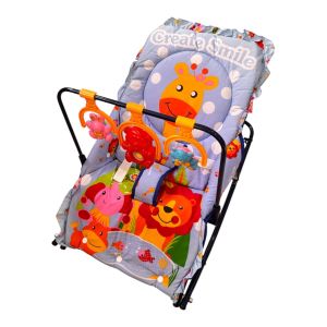 NO.199A เปลโยกเด็กโครงเหล็กแข็งแรงทนทาน มีเสาลูกเล่นโมบาย มีของแถม พร้อมส่งในไทย