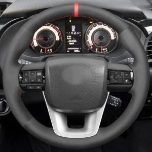 Kaly Hand Stitched Non-slip Genuine Leather Car Steering Wheel Cover for Toyota Hilux Revo 2015-2019 Steering Wheel accessory Z1H5K