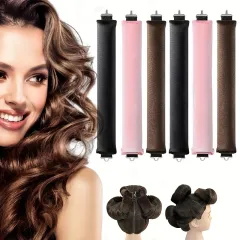 AHYBZN 4PCS Heatless Curling Rods With Satin Silk Head Hair Scarf - No Heat Hair Rollers For All - View #5