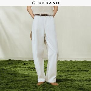 Giordano Women Bone five-pocket high-waisted curved knife denim trousers - High Quality Free Shipping 18416704