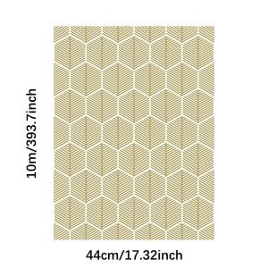 44cm*10m Hexagon Gold Stripes Wallpaper Gold and White Geometric Wallpaper Peel and Stick Wall Paper Vinyl Film Contact Paper Drawer Decorative