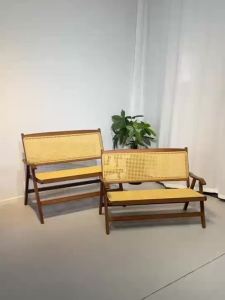 Double leisure chair balcony folding backrest chair rattan woven courtyard lazy chair portable outdoor camping chair