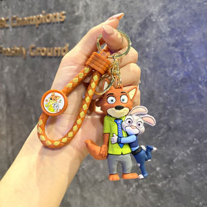 Zootopia Judy Nick Keychain Cartoon Judy Doll School Bag Pendant Car Key Chain Pendant Small Gift