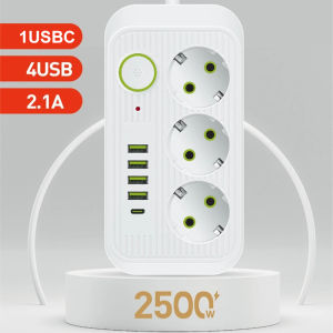 Stop Kontak 7 8 in 1 USB Type C Port kabel Colokan listrik Colokan lubang 3 port USBx3 Type Cx1