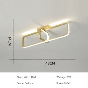 Geometric Shape Semi Flush Mounted Gold/Black Hallway Lighting Side Illuminated Metal Ceiling Light