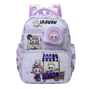 RIGOR RECLAIM66RI8 Large Capacity Labubu Backpack with Coin Purse Cartoon Shoulders Bag Fashion Multiple Pockets Book Case Teenagers