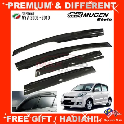 PERODUA MYVI SE1 SE2 LE 2005 - 2010 MUGEN Door Visor Grade A Premium Acrylic Smoke Black Rain Guard Window Car Air Press