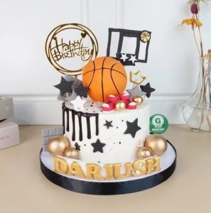 PAJANGAN KUE ULANG TAHUN BOLA BASKET & BOLA SEPAK MINI / HIASAN TOPPER CAKE SEPAK BOLA & BASKET