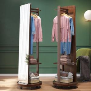 Full Body Mirror Stand Mirror With Rack Standing Mirror Storage Mirror Internet Celebrity Full-Length Mirror Floor Cosmetic Clothes Rack Integrated Rotatable Mirror With Stand 落地镜