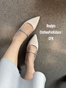 CK Sepatu Slingback Flats Crystal-Strap Pointed-Toe ( SIZE 35 - 40 )