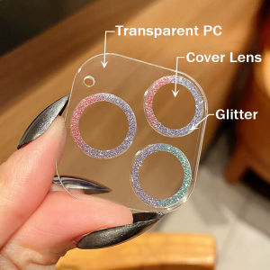 CrashStar Glitter Sequins Diamond HD Full Cover Lens Camera Film For iPhone 17 16 15 14 Pro Max Plus Air 13 12 11 Pro Max Mini Colorful Rainbow Bling Transparent Lens Protection Anti-drop Lens Sticker Tempered Glass Film Screen Protector