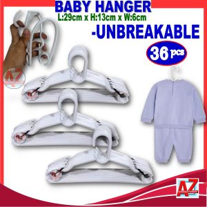 Durable Child Safe Clothes Hangers 36pcs - Unbreakable Plastic Baby Hangers with Durable Clips