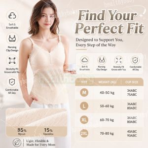 Nursing Tank Top Built-in Bra Padded Maternity Camisoles Breastfeeding Sleep Inner Wear Wireless Bra