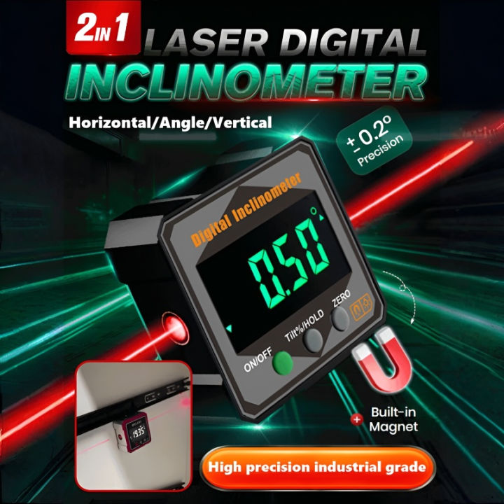 3-in-1 Digital Angle Gauge Magnetic Protractor Inclinometer Level Angle ...