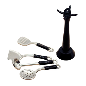 Safe Alloy Dollhouses Kitchen Utensils Miniature Shovel Spoon Realistic Standing Toy Accessory