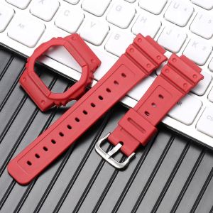 Camo Resin Strap With Case Suitable for Casio Gshock DW5600 DW5025 GWX-5600C Men Women Sports Waterproof 16mm Watch Accessories