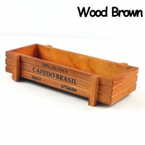 GONLUEZ 1 PC Tools Decorative Pots Trough Planter Succulent Boxes Wood Flowerpot Rectangle Vase Vintage Crates