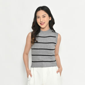 QUEENTIN Tanktop Wanita Rajut 312-1 Cotton Wool Slub Knit Tanpa Lengan