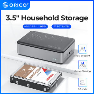 ORICO Personal Storage 3.5INCH Type-C Port Super Speed NAS with Automatic Backup Remote Access Share 12V/2A for PC/TV/Phone(With Solid State)