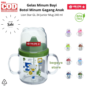 Botol Minum Balita Gelas Minum Anak Bayi Training Lion Star GL-34 Junior Mug 240 ml  Botol Minum Anak Junior Mug Cangkir
