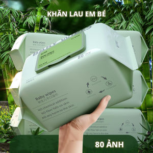 80pcs Khăn ướt trẻ sơ sinh hữu cơ (không phải khăn ướt cồn) bọc lớn khăn ướt trẻ sơ sinh Khăn Giấy Ướt không hương 80 tờ cho bé