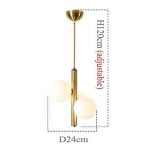 Three Glass Balls LED Chandelier Modern Nordic Style Diningroom Bedsides Ceiling Hanging Lamp