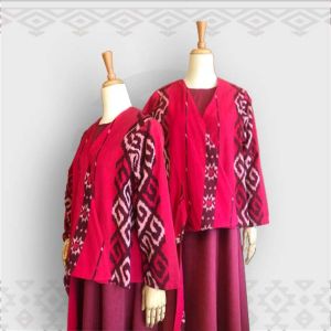 Minea gamis tenun kombinasi katun linen