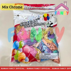 [GROSIR] 1 PAK ISI100 PCS Balon Latex Chrome Metalik 12inch Dekorasi Pesta / Ulang Tahun