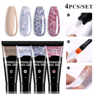UR SUGAR 3pcs/4pcs 15ml Acrylic Quick Building Extension Gel Kit Nail Art Clear Pink Camouflage Hard Jelly Soak Off Building Nail UV Gel