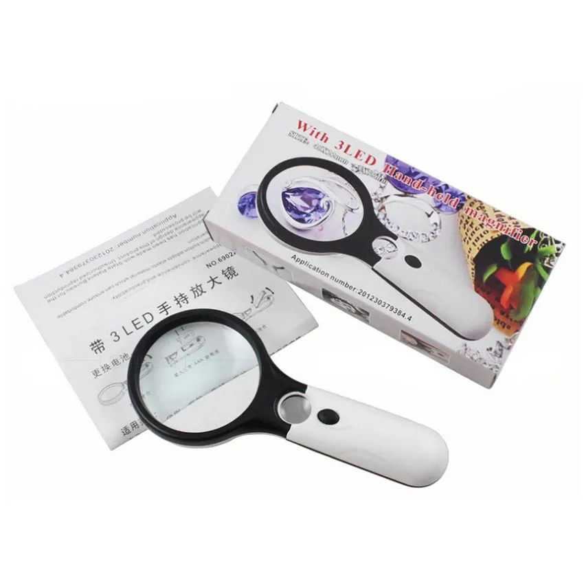 45X Magnifier Glass Jewelry Loupe Loop Magnifying With 2 LED Light