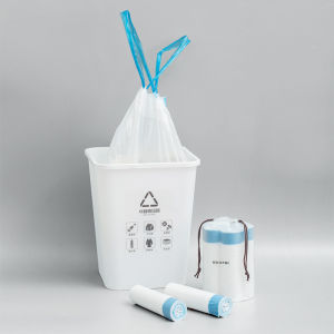 Drawstring Garbage Bag Trash Bag Garbage Trash Bag Rubbish Bag Bin Liners Plastic Bag for Kitchen Bathroom 75 Count