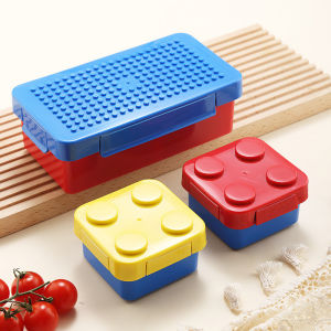 DIY Building Block Lunch Box Portable Childrens Lunch Box Cartoon Student Bento Box Food Grade Pp Microwave Heatable Lunch Box