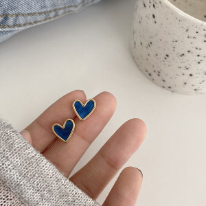 Cute Korean Earrings Love Heart Bling Zircon Stone Rose Gold Color Stud Earrings for Women Korean Fashion Jewelry 2021 New Gift