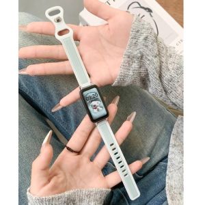 Silicone Strap For Huawei Band 9 8 7 6 Honor Band 6/7 Soft TPU Strap Replacement Bracelet Wristband Two tone Watchband For Huawei Band 8 9 6 Huawei Band 7 Smart Watch Strap