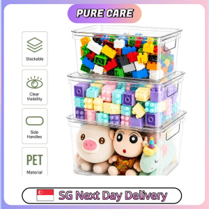 【Pure Care】 Clear Stackable Toy Storage Boxes with Lids | Dustproof Home Organizers