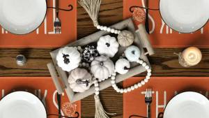 Pumpkins Give Thanks Turkey Fall Placemats Set of 4 12x18 Inch Pumpkin Pie Thanksgiving Table Mats for Party Kitchen Dining Decoration