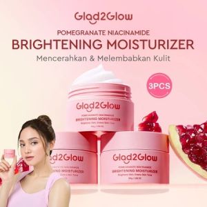Krim Siang & Malam Glad2Glow Pomegranate Niacinamide 30g - Mencerahkan & Melembabkan