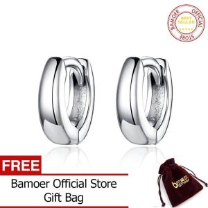 BAMOER New 925 Sterling Silver Polishing Tiny Circle Hoop Earrings for Women and Men Korean Style Fine Jewelry SCE552 May