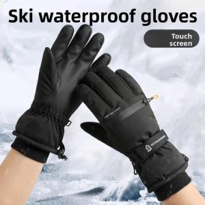 DRESSPLUS Thicken Winter Ski Gloves Plush Solid Color Touch Screen Gloves Warm Waterproof Snowboard Gloves Girls