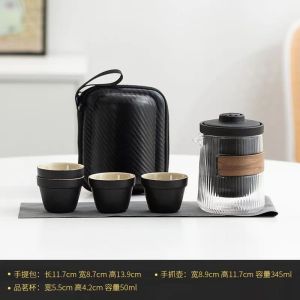 Simple Chinese ceramic tea set 1 pot 1 can 4 cups with bag travel tea set camping ceramic tea bowl cup Chinese Kung Fu tea set