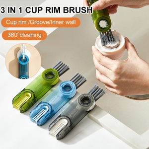 3-in-1 U-shaped Cup Rim Cleaning Brush Multifunctional Rotatable Mini Groove Gap Bottle Cleaner Brush