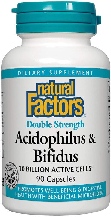 Natural Factors Acidophilus & Bifidus Double Strength, Probiotic and ...