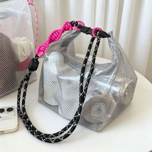 HUNIU PVC EVA Waterproof Storage Bag Transparent Drawstring Travel Toiletry Bag Simple Large Capacity Makeup Bag Bath