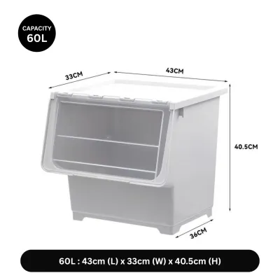 GetGadget⚙ 30L/48L/60L Multipurpose Front Opening Storage Box Stackable Toy Snack Household Storage Cabinet