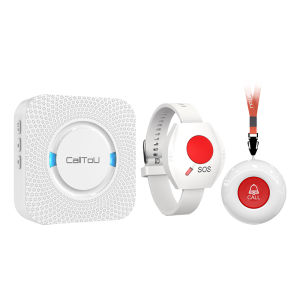 Calltou Wireless Caregiver Pager Calling System 500ft wristband for Elderly/Pregnant/Hospital/Elderly Emergency Alert