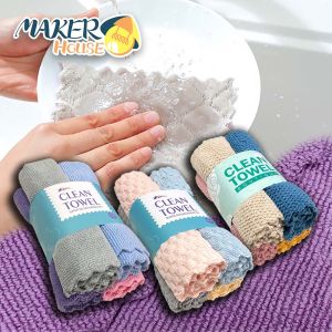 MakerHouse 4in1 Set Cleaning Towel Soft Microfiber Clean Towel Colourful Dish Cloth Car Wash Towel Kitchen Gift Pack Tular Cuci