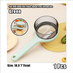 2In1 Dual Head Fruit Peeler Splash Proof Storage Box Lightweight Orange Green Vegetable peeler