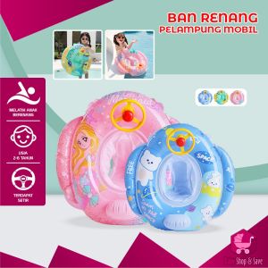 BabyShop-M326 Ban Renang Anak Swim Ring Motif Stir Mobil Ban Renang Bayi Baby Swim Trainer / Pelampung Duduk Anak Bayi Balita Ada Pegangan Baby Float