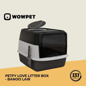 WOWPET Petfy Love Banoo Lair Extra Large Cat Litter Box  Top Entry Flip Lid Anti-Tracking Detachable Odor Isolation